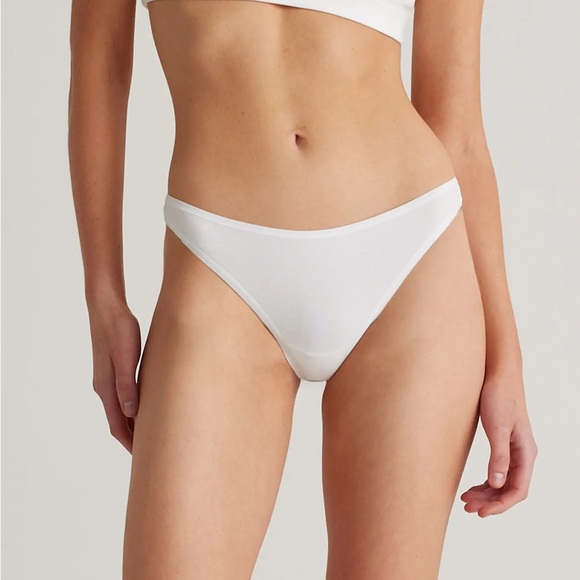 New Quince Organic Cotton HIGH CUT Thong 6 Pack Black, White & Ocean Blue S & XS - Picture 3 of 12